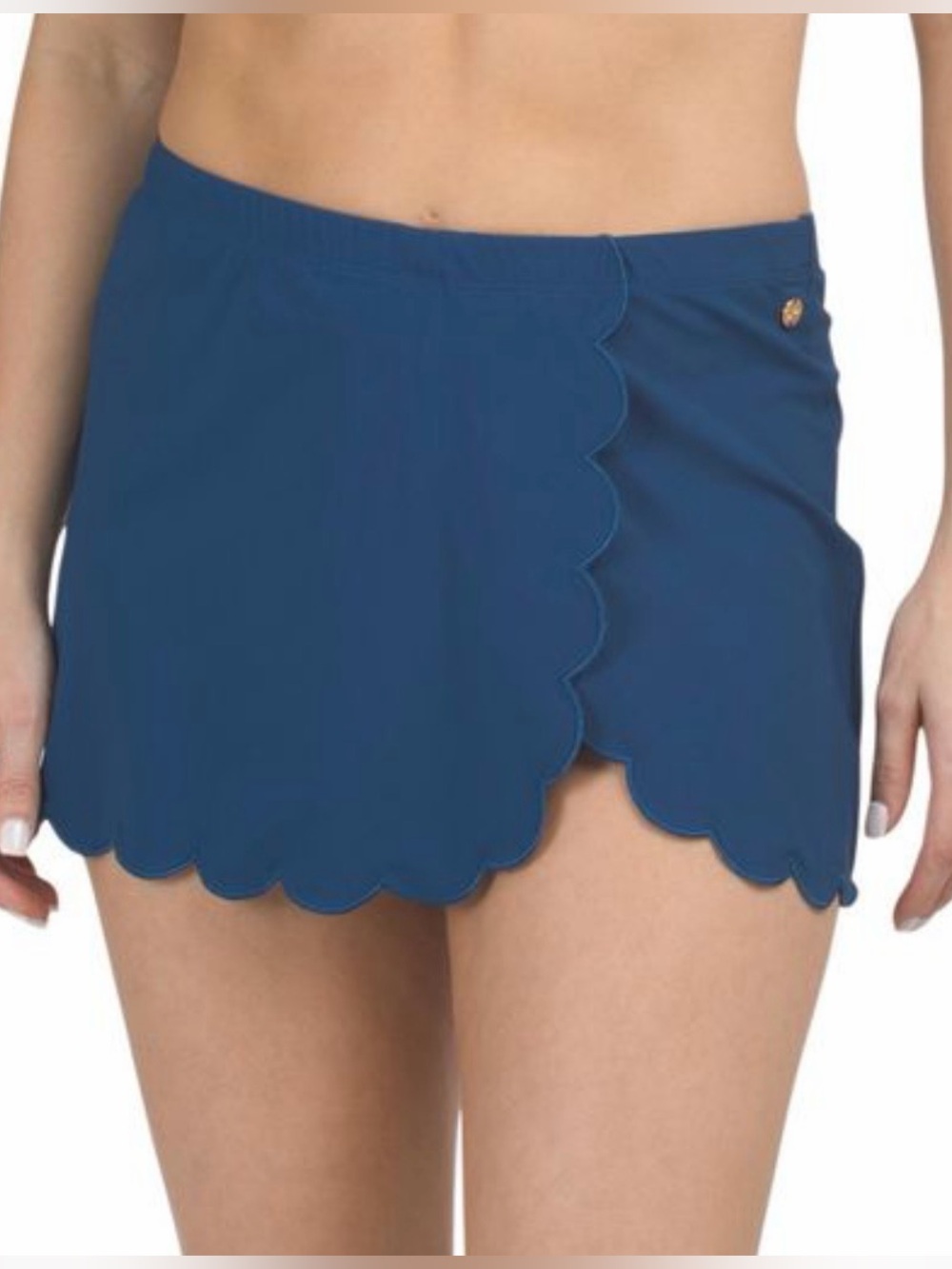 Scalloped Hem Blue Swim Cover Up